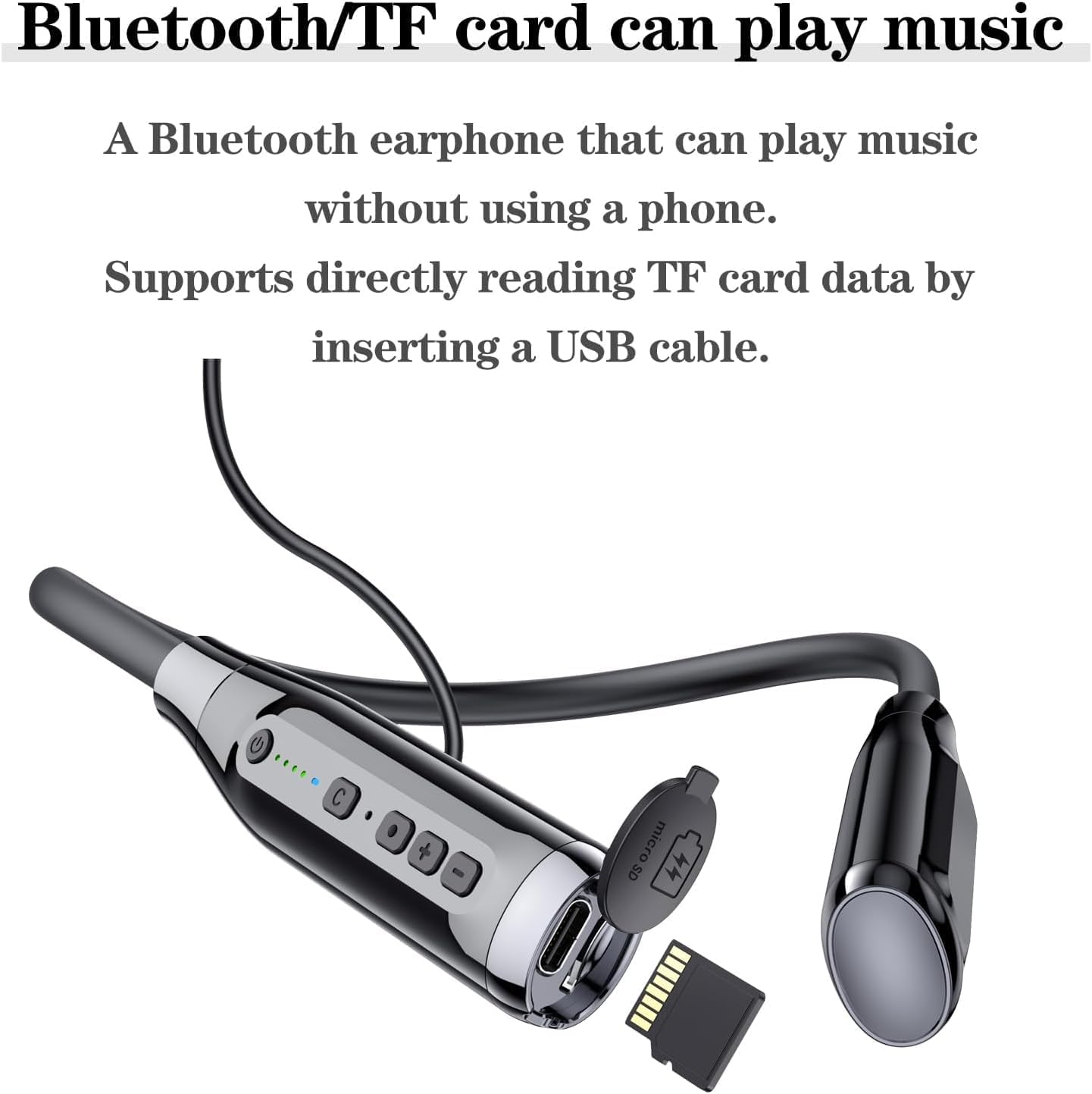 Neckband Bluetooth Headphones,6.0 Bluetooth 120 Hours Playtime,IPX7 Sports Waterproof Earbuds with Microphone Noise Cancelling with TF Card Slot ,HiFi Stereo (Black)