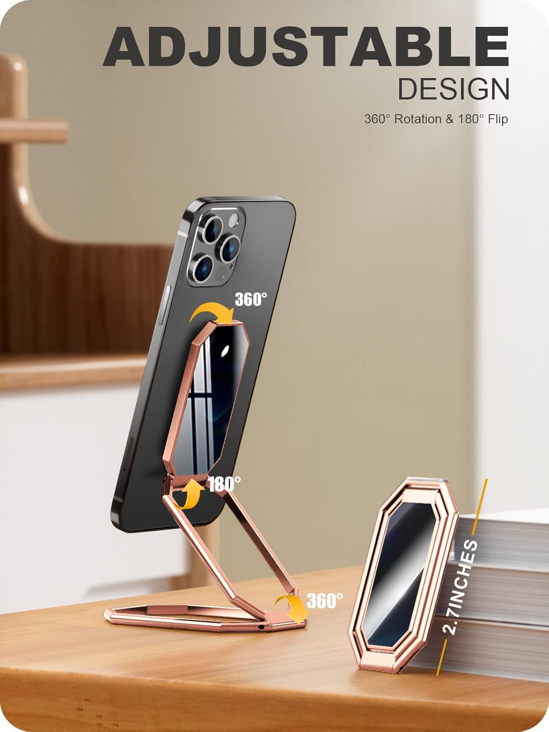 A-LuGei ๐๐ผ๐น๐ฑ๐ฎ๐ฏ๐น๐ฒ & ๐๐ฑ๐ท๐๐๐๐ฎ๐ฏ๐น๐ฒ Cell Phone Ring Holder Stand, Phone Kickstand for Desk, Cell Phone Holder for Hand, Ring for Back of iPhone, Metal Phone Grip for Magnetic Car Mount