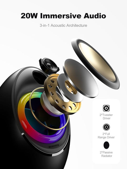 Bluedee Computer Speakers for Desktop PC, Bluetooth 5.4 Desktop Speakers with 2 Speaker Units, Dynamic RGB Light USB Speaker, USB/Type-C Powered Plug & Play PC Speakers for Desktop, Laptops, Tablet