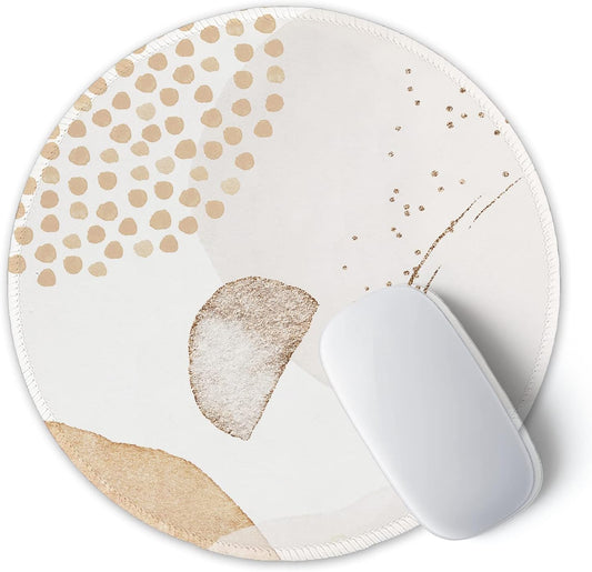 ITNRSIIET Round Mouse Pad with Stitched Edge Premium-Textured Waterproof Non-Slip Rubber Base Desktop Protection Mat Diameter 8.7 inches, Abstract Art Orange