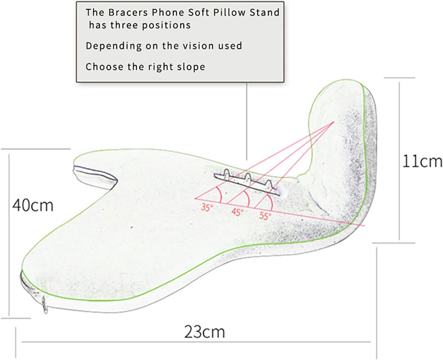 Multi-Angle Soft Pillow Lap Stand for Tablets, iPads, Mobile Phones, eReaders, Books, Magazines, Fits Upto 12.9" Pad(Grass-Green)