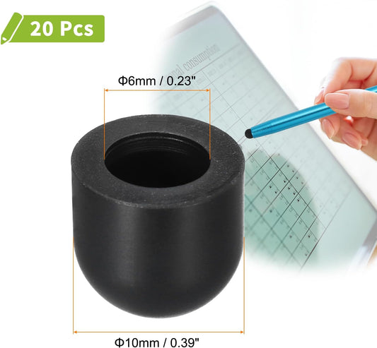 MECCANIXITY 20Pcs Replacement Stylus Pen Tips 10mm Conductive Capacitive Touch Screen Pens Tips Silicone Rubber, Black