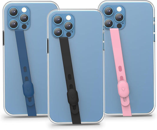 3 PCS Phone Loop Strap Clip Finger Grip Holder Stretchable Flexible Elastic Silicone Hand Band Ultra Slim Adjustable Wireless Charging Universal for Most Phones Cases Black Pink Blue