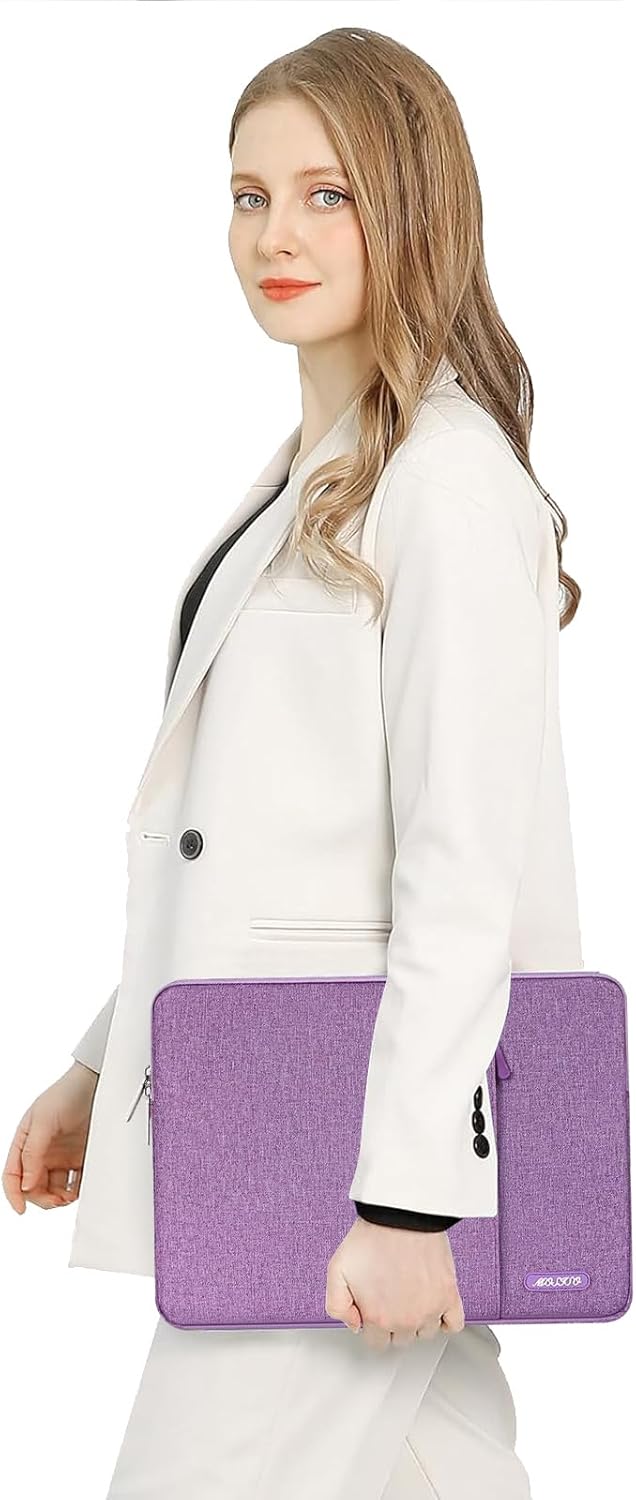 MOSISO Laptop Case 13.3 inch, 13-13.3 inch Laptop Sleeve Compatible with MacBook Air/Pro 13 / Pro 14, HP Dell ASUS Lenovo Notebook, Polyester Vertical Computer Sleeve Bag with Pocket, Light Violet