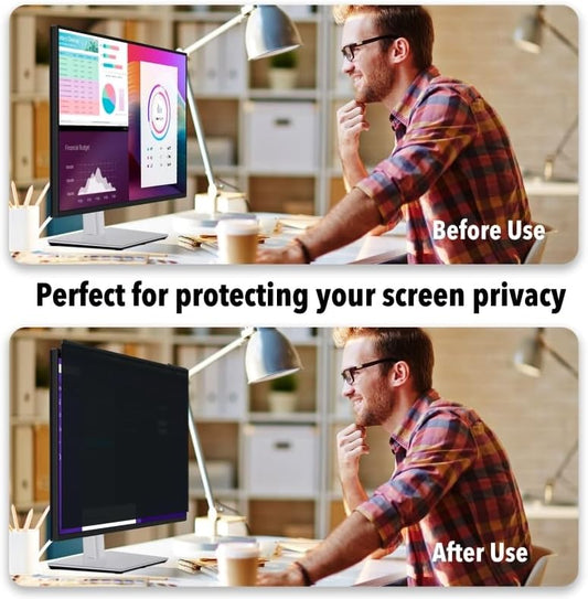 Magnetic Hanging Computer Privacy Screen Filter for 27 Inch, Removable Aluminum Alloy Privacy Shield for 16:9 Widescreen Monitor, Eye Protection Blue Light Filter