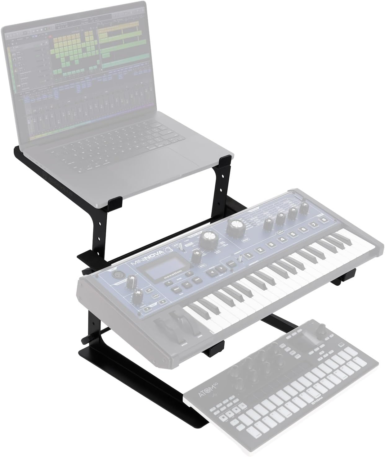 Rockville Rock2d2 Adjustable Dual Shelf DJ Controller Midi Keyboard Laptop Stand