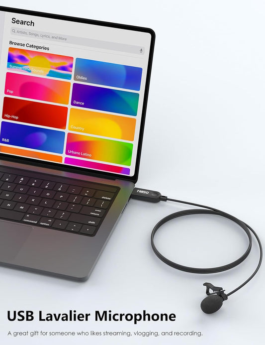 MillSO USB PC Microphone Plug & Play USB Lavalier Microphone Omnidirectional External Clip-on Mini USB Microphone for Computer, Laptop, YouTube, Recording, Podcasting, Gaming - 2M/6.5FT