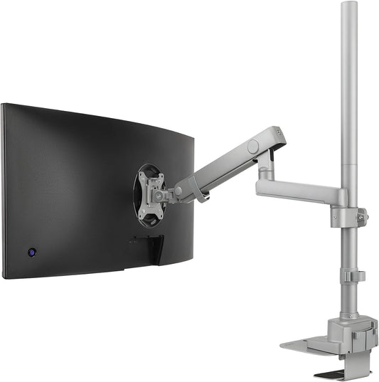 AVLT Single 40 Inch Monitor Arm Pole Top Mount with USB-C USB-A Ports-Gray, Supports 26.4 lbs (12kg), Ultrawide Screen fit, VESA Compatible, Tilt, Swivel, Rotate, Ergonomic Adjustable Height, Durable