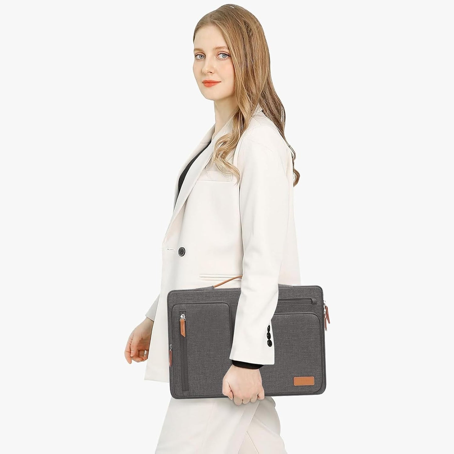 MOSISO 360 Protective Laptop Case 16 inch, 15-15.6 inch Laptop Sleeve Compatible with MacBook Pro 16, HP, Acer, Dell, Lenovo, ASUS, Side Open Carrying Case with 4 Zipper Pockets&Handle, Taupe Gray