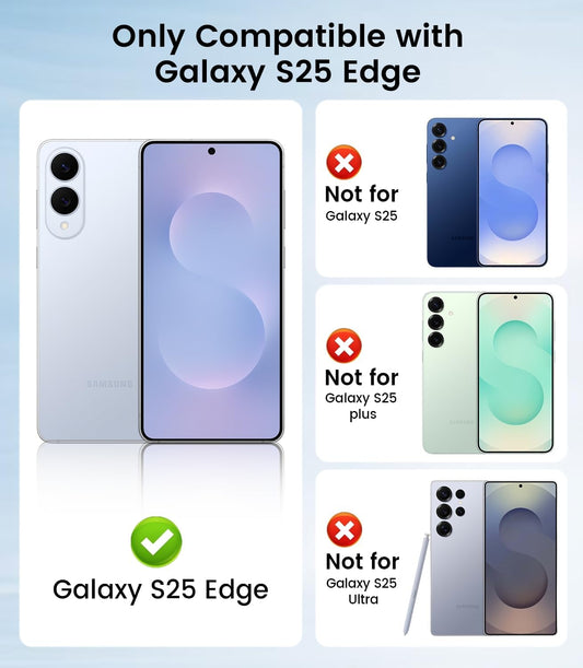 Slim Thin for Samsung Galaxy S25 Edge Case, Compatible with MagSafe, Built-in Camera Lens Protector, Shockproof Protective Phone Case, Soft Electroplated Clear Cover, Sapphire Blue