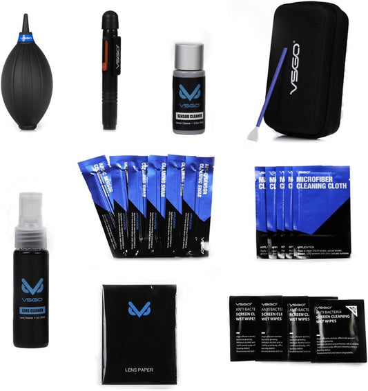 VSGO All-in-One Camera Cleaning Kit for APS-C Sensor Cameras Compatible with Canon, Nikon, Sony, Pentax and DSLR,CMOS Swabs, Lens Cleaning Pen, Air Blower and Other Clean Accessories Included (DKL-20)