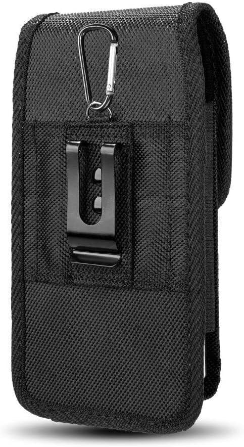 Cell Phone Holster for iPhone SE iPhone 8 7 6s Case with Belt Clip Phone Belt Holder for Men Women Pouch Carrying Cover (Fits Phone iPhone SE, 8 7 6s with Otterbox Case on) Black Nylon, Small