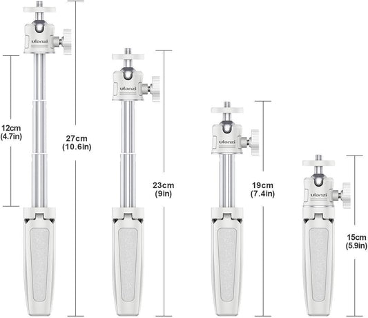 ULANZI Extension Pole Tripod, Mini Selfie Stick Tripod Stand Handle Grip for iPhone 13 Pro Max Samsung OnePlus Google Smartphone Canon G7X Mark III Sony RX100 VII A6400 Cameras Vlogging (Off-White)