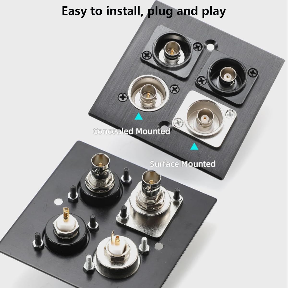 PENGLIN BNC Panel Mount Connector, D-Type BNC Pass-Through Connector, BNC Female to Female Chassis Socket for Surveillance Video Custom Communication