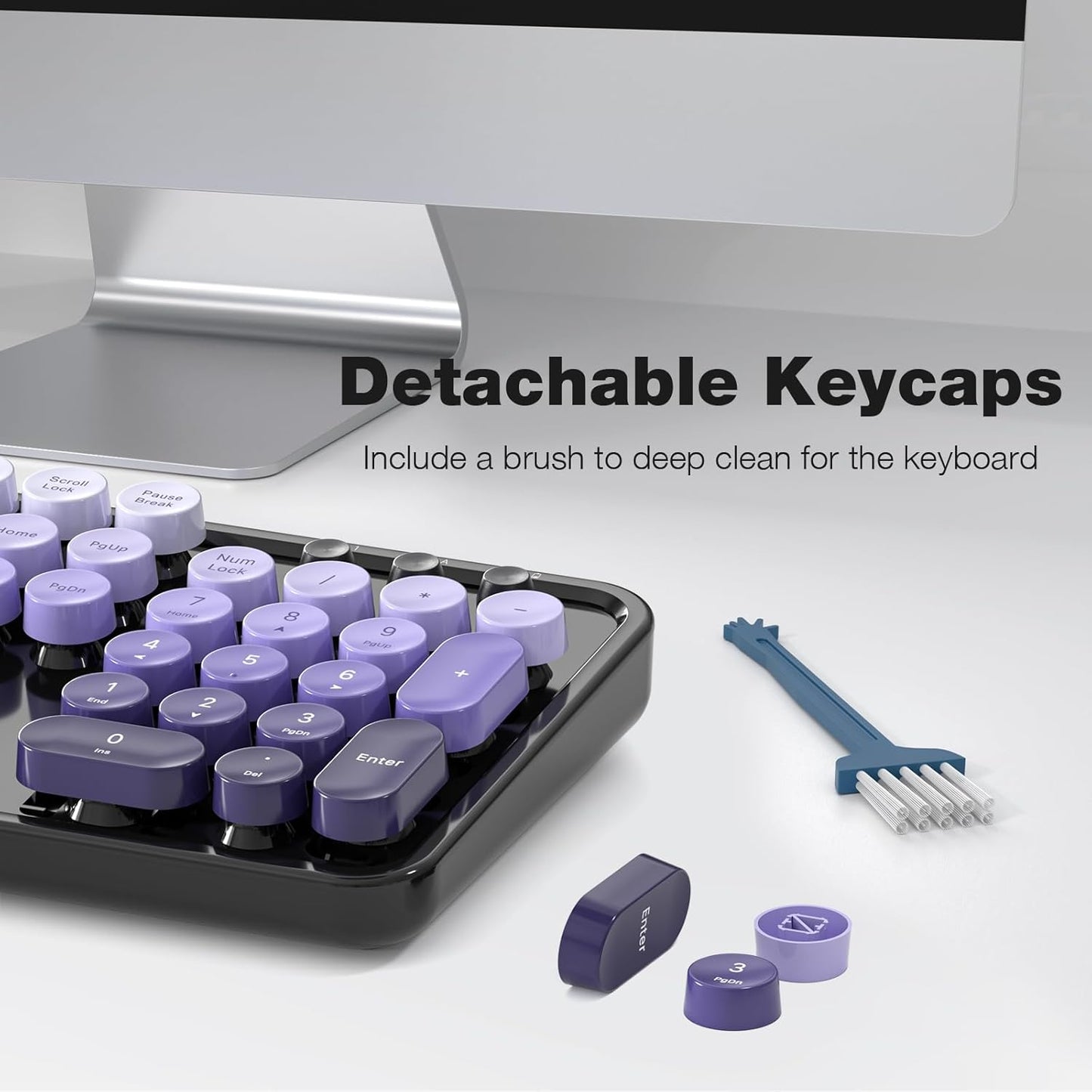 KNOWSQT Wireless Keyboard and Mouse Combo - Black-Purple Colorful 2.4G Typewriter Full-Size Cute Keyboards - USB Receiver Plug and Play, for Computer, PC, Laptop, Desktop, Windows