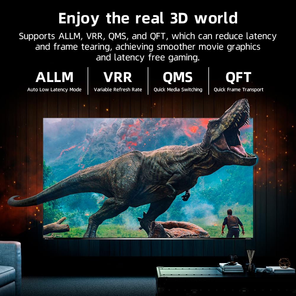 8K HDMI Fiber Optic Cable 15ft, 4K120 8K@60Hz HDMI 2.1 Cable, 48Gbps Ultra High Speed Slim HDMI Optical Audio Cable HDMI Cord, eARC HDR10 HDCP 2.2 Compatible with PS5 Xbox TV Projector.