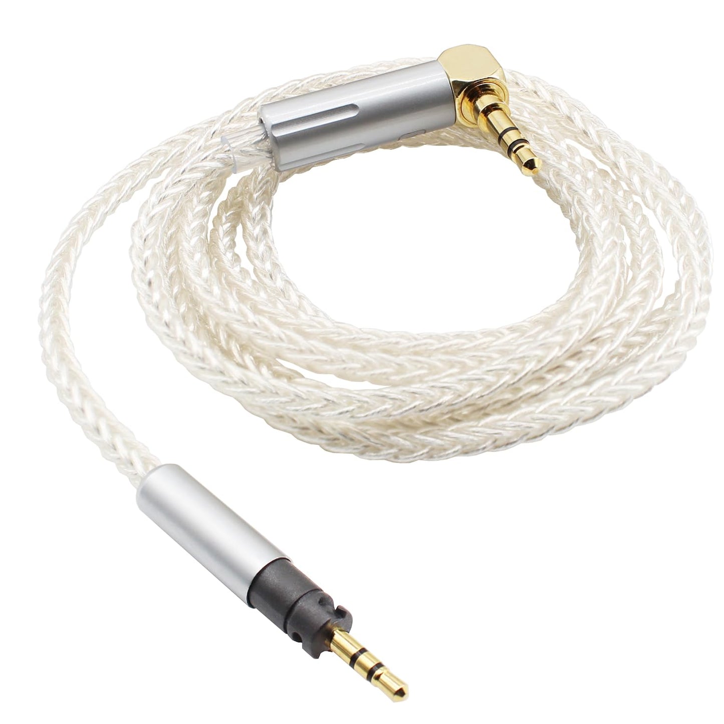 Youkamoo 3.5mm Right Angle 8 Core Silver Plated Copper Braided Replacement Upgrade Cable Compatible for Sennheiser Momentum 2.0 Momentum 3 HD1 Over-Ear On-Ear Headphones, 4ft 1.2m