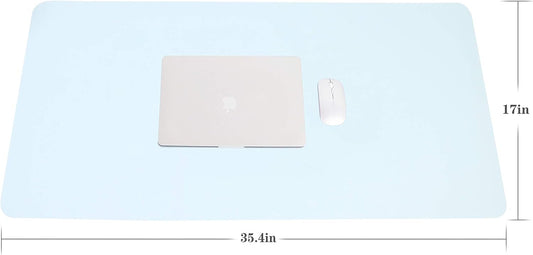 YSAGi Non-Slip Leather Desk Pad L Size, Waterproof Laptop Computer Desk Keyboard Mat, Table Protector Blotter Mat, Large Mouse Pad for Office/Work/Home/Decor(Sky Blue, 35.4" x 17")