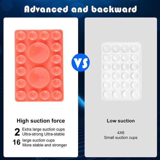 ZYCCER Double Sided Silicone Suction Phone Holder Mount,Compatible with iPhone and Android Cases Hands-Free Mirror Shower Phone Mount Strong Grip Holder (Red, Single Sided 1PCS)