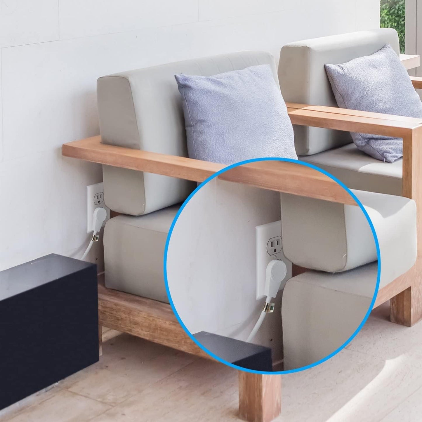 Maximm Monitor Computer Power Cord 6 Ft Flat Plug 360° Rotating PC Cable 3 Prong for, Desktop, Printer, Scanner, 16 AWG NEMA 5-15P to IEC13 - UL Certified