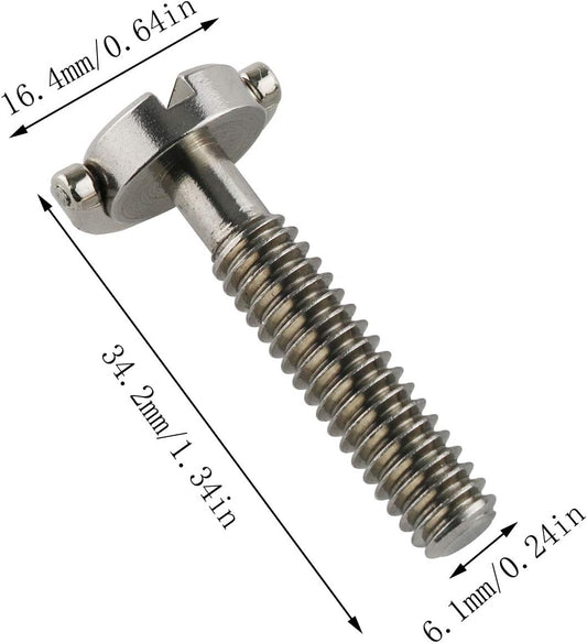 E-outstanding D Ring Hinged Screw 2PCS 1/4-20 Thread D-Ring Stainless Steel Camera Fixing Screws for Camera Tripod Monopod QR Plate 30mm Length