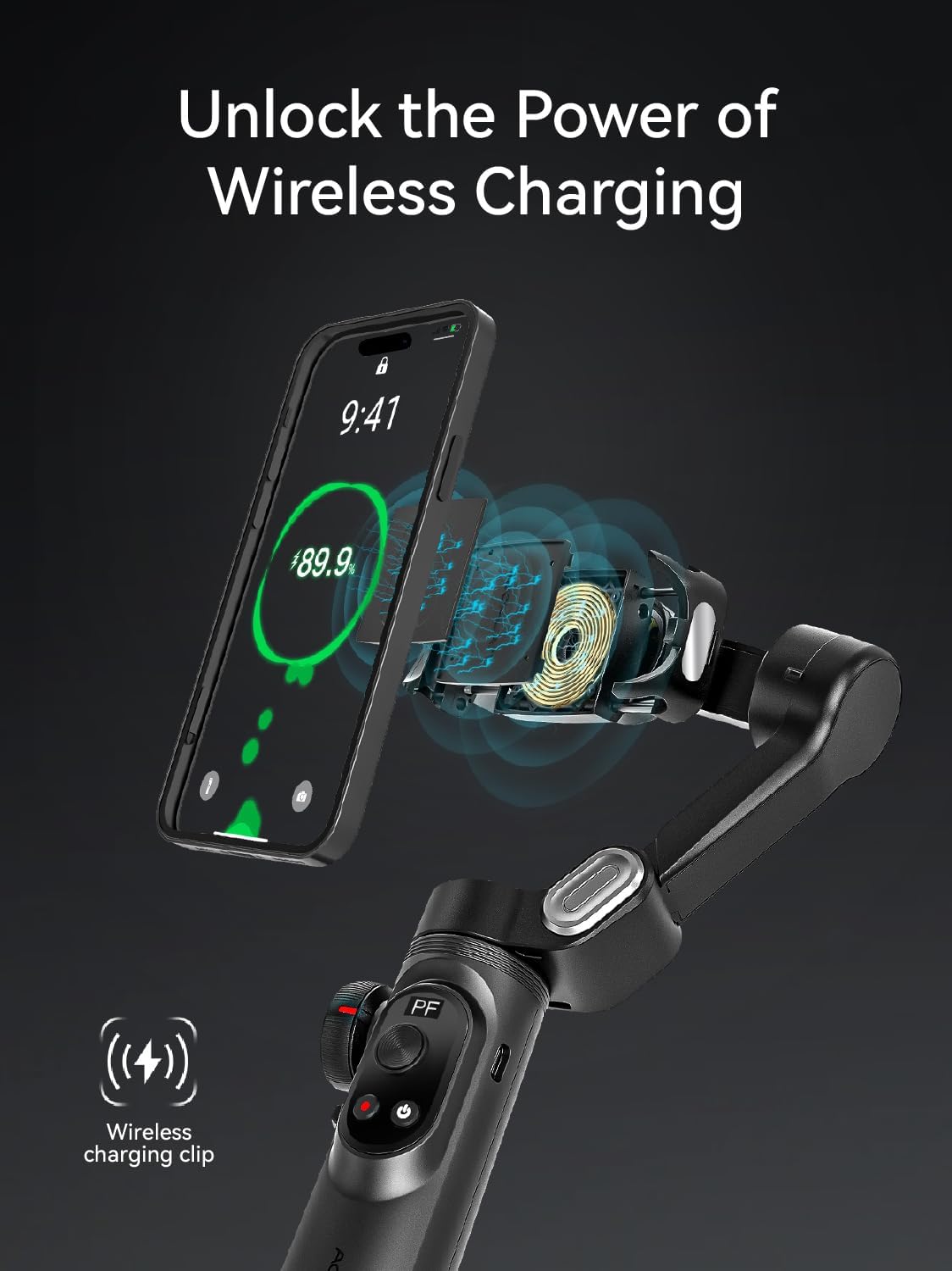 Gimbal Stabilizer for iPhone with AI Vision Sensor for Face Tracking, 3-Axis Phone Gimbal w/OLED Display for Vlog Recording, Compatible with iPhone/Android-Smart XPro AI Black