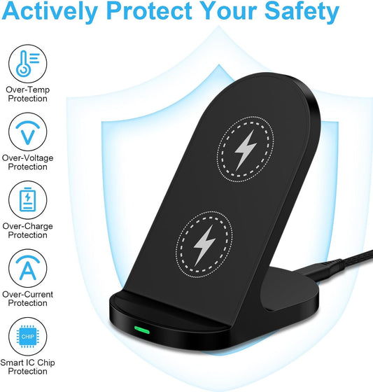 15W Fast Wireless Charger Phone Charging Stand for Google Pixel 10 Pro XL/9/8a/8 Pro/7a/7,Android Phone Wireless Charging Station Charger for Samsung Z Fold 7/6/5/Z Flip 7/6/S24 Ultra/S23/S22/S21/S20