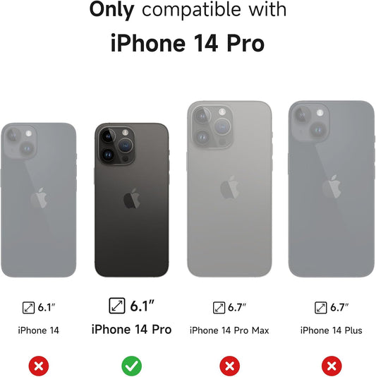 SURITCH for iPhone 14 Pro Case with Magnetic Camera Slide Cover and Adjustable Kickstand, Compatible with MagSafe, Shockproof Bumper Case Slim Protective Cover for iPhone 14 Pro 6.1 Inch, Black