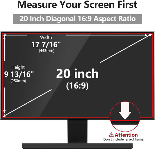 Computer Privacy Screen Protector 20 Inch with Hp Dell Acer Asus Samsung LG and More, Removable Security Shield Filter for 16:9 Aspect Ratio Monitor Like ViewSonic Sceptre(20" Diagonal 16:9 1 Pack)