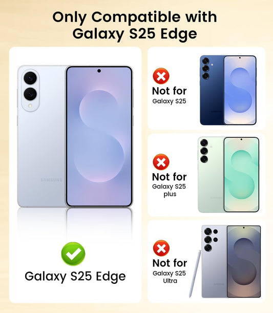 Slim Thin for Samsung Galaxy S25 Edge Case, Compatible with MagSafe, Built-in Camera Lens Protector, Shockproof Protective Phone Case, Soft Electroplated Clear Cover, Gold