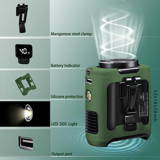 CAZOKASI Personal Fan 10000mAh Waist Portable Rechargeable Wearable Hand Free, 6-40hours Wearable Cooler Fan for Traveling Working Outdoor Office (10000mAh / Green)