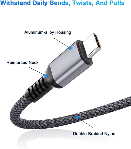 Elebase USB C to C 100W Charging Cable 6.6FT with Type A Car Adapter,Fast PD Charger Cord for iPhone 16 15 Pro Max Plus,Airpods 4,Samsung Galaxy S23 S24 Flip Fold 5,Ultra,A53 A54,MacBook Mac,iPad 9 10