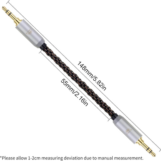 okcsc 4.4MM Male to 4.4MM Male Ultra Short Hifil Male to Male AUX Audio Cable OFC Pair Recording Cable Wire-Breakage-Prevention Design Adoption of 8-Core Braided Structure 5.82 inch