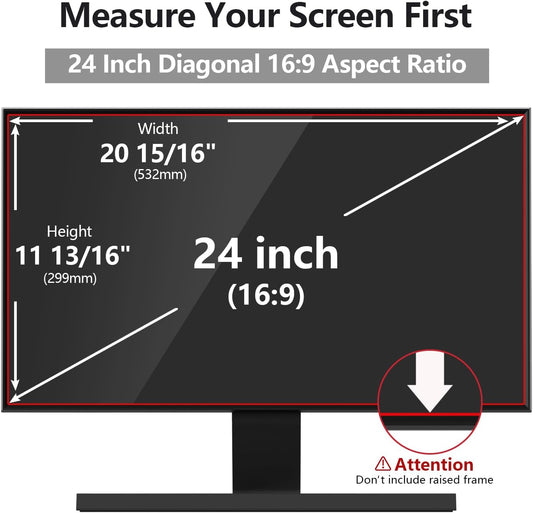 Computer Privacy Screen Protector 24 Inch with Hp Dell Acer Asus Samsung LG and More, Removable Security Shield Filter for 16:9 Aspect Ratio Monitor Like ViewSonic Sceptre AOC Koorui BenQ (24" Diagonal 16:9 1 Pack)