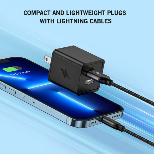 2 Pack iPhone Charger,iPhone 14 Wall Charger Cube Dual Port USB-A Adapter Block with 10FT USB A to Lightning Fast Charging Cable Cord for iPhone 14/13/12/11/Pro Max/Pro/Plus,8 Plus/7/6/XS/XR/X/SE,iPad