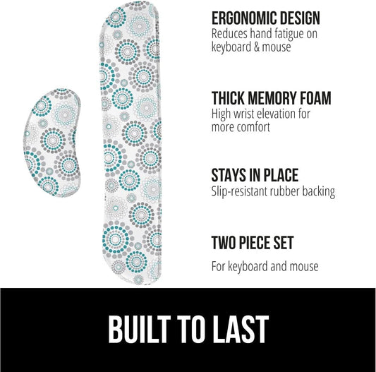 GORILLA GRIP Silky Gel Memory Foam Wrist Rest for Computer Keyboard, Mouse, Ergonomic Design for Typing Pain Relief, Desk Pads Support Hand and Arm, Mousepad Rests, Stain Resistant, 2 Piece Pad Spiral