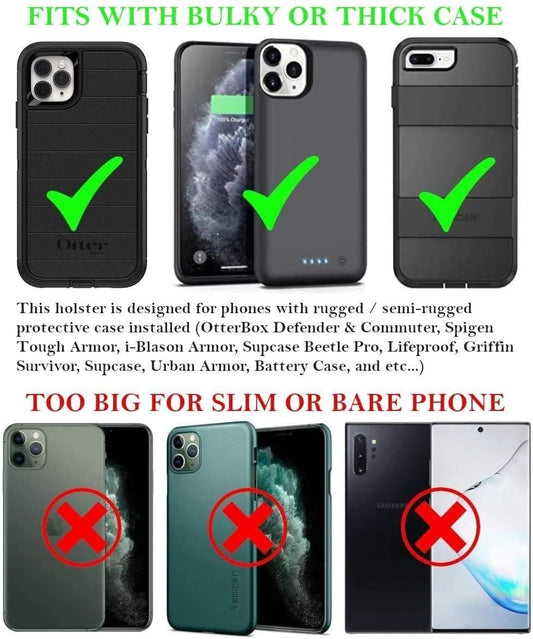 AH Military Grade Nylon Cell Phone Pouch - Clip Holder for Belt Loop, Fits iPhone 13/14 Max/Pro, S20 Plus, Otterbox (Large)