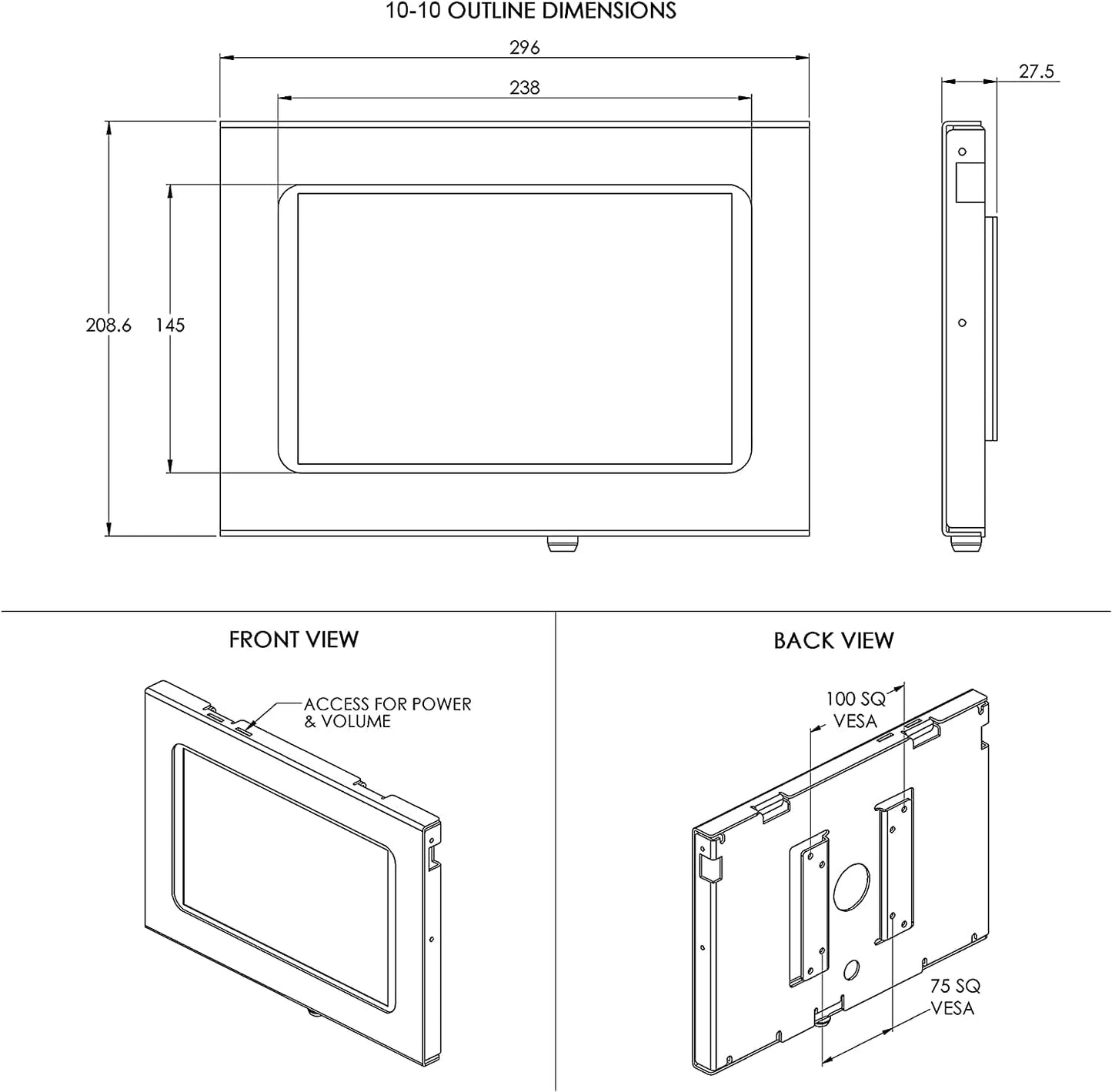 TABcare Locking Anti-Theft Metal Case for Samsung Galaxy TAB A7 10.4" Tablet for Kiosk, POS, Store, Show Display, Time Clock (TAB A7 10.4, Black)