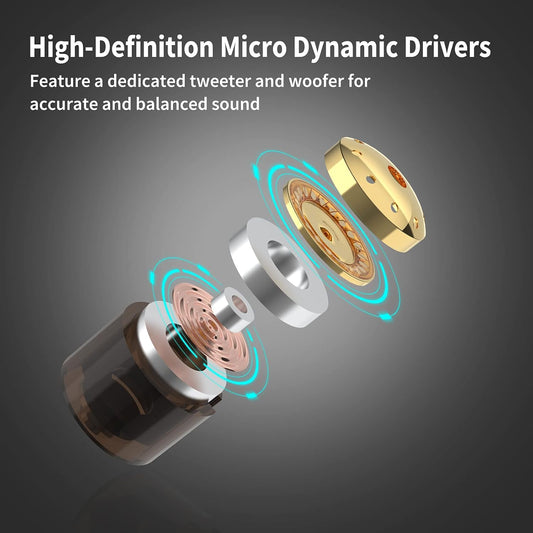 BASN Professional in Ear Monitor Headphones for Singers Drummers Musicians with MMCX Connector IEM Earphones (Pro Clear Brown)