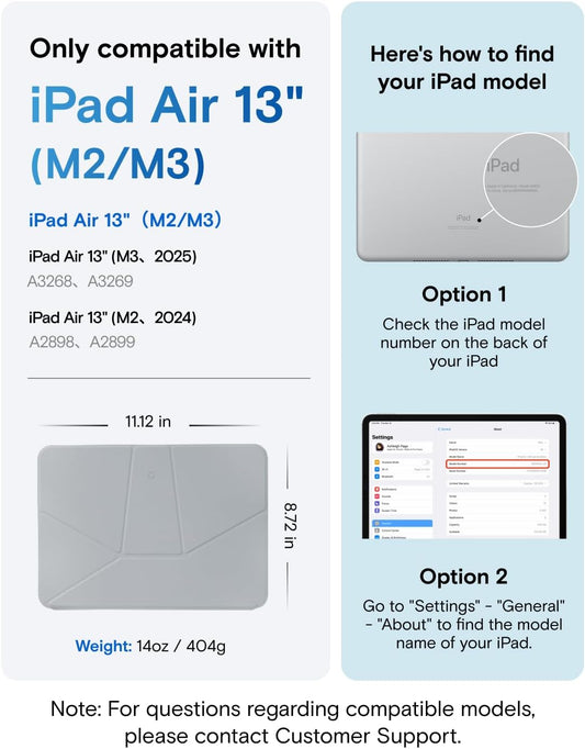 MOFT Dynamic Folio Case for iPad Air 13-inch (M3 2025 / M2 2024),Silm Magnetic Stand Case with 20+ Viewing Angles, Auto Wake/Sleep,Ultra Thin, Cement x Sapphire