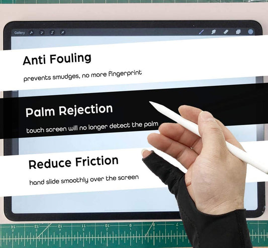 AKX Artist Drawing Glove Small - 2 Pack Palm Rejection for iPad - Smudge Guard, 1 Finger, Fingerless, Good for Left and Right Hand, Black | AK-010