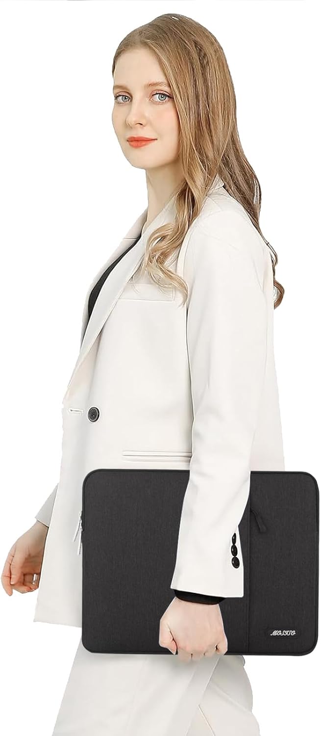 MOSISO Laptop Case 16 inch, 15-15.6 inch Laptop Sleeve Compatible with MacBook Pro 16 M4 M3 M2 M1, HP Acer Dell Lenovo ASUS Notebook, Polyester Vertical Computer Sleeve Bag with Pocket, Black