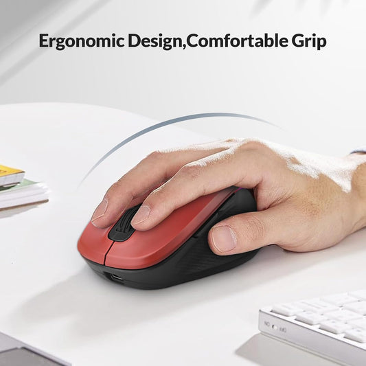 Rii Wireless Mouse Rechargeable, 2.4 GHz with USB Receiver, 1000/1200/1600 DPI, Ergonomic Grips, Silent Keys, Cordless Computer Mice for Laptop, PC, Desktop, Mac