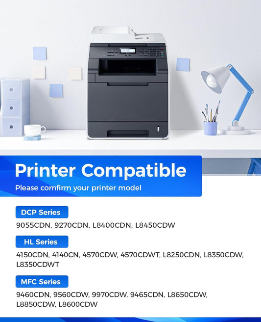 TN336 Toner Cartridge Set 4-Pack Replacement Compatible for Brother TN-336 TN331 TN315 MFC-L8850CDW HL-L8350CDW MFC-L8600CDW HL-4150CDN MFC-9970CDW DCP-L8400 L8450 HL-L8250 L8650 L8850 4570CDW Printer