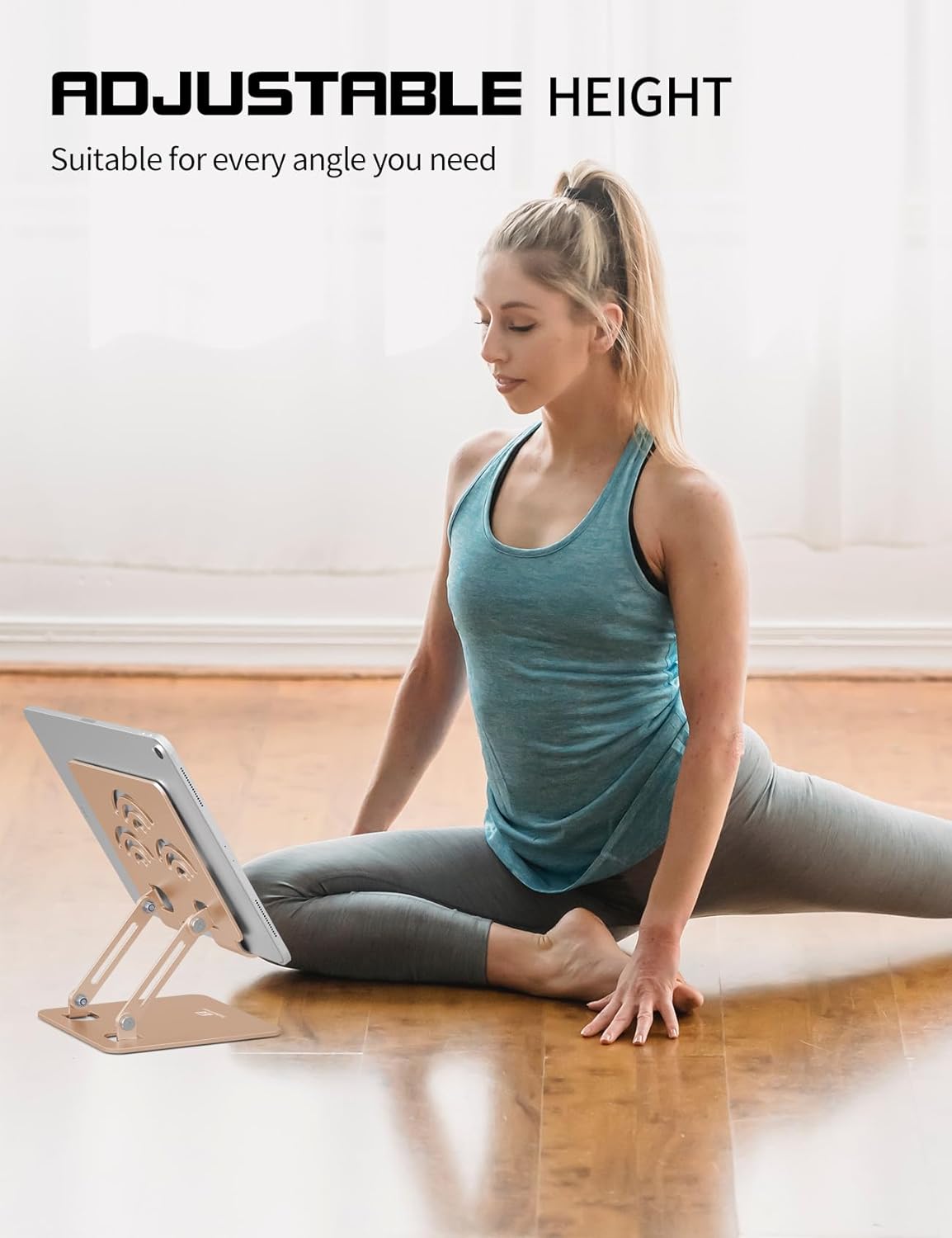 Tablet Stand, Adjustable Tablet Holder for Desk, Premium Aluminum Portable Holder for iPads, Kindle, Switch, and Smartphones, Fits 4-12" Devices Gold, Pro Size