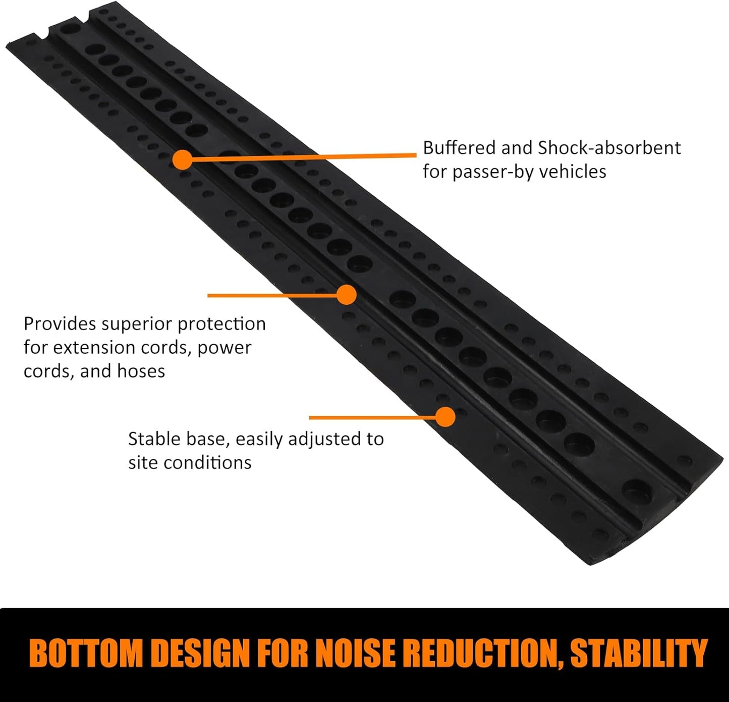 Heavy Duty Speed Bumps for Driveway, 2 Pack 6Ft Rubber Speed Bumps, 2 Channel Modular Traffic Speed Bump Hump Cable Protector Ramps for Asphalt Concrete Gravel Driveway Road with 6 Bolt Spikes