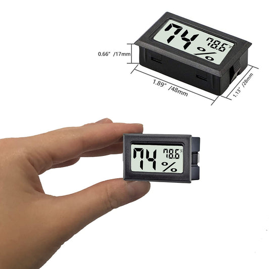 12 Pack Mini Digital Thermometer Hygrometer Indoor Temperature and Humidity Gauge Meter Monitor Fahrenheit (℉) for Humidor,Greenhouse,Reptile Tank,Home,Jars