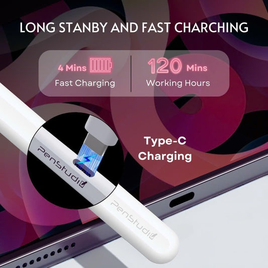 PS1-Pro Stylus Pen for Apple iPad 2018-2025|Faster Charge Custom Shortcuts Pixel-Perfect with Metal Chrome Tip|Pencil for iPad 11th & 10th Generation, Pro 11"/12.9"/M4, Air 3/4/5/M2/M3, mini 5/6th Gen