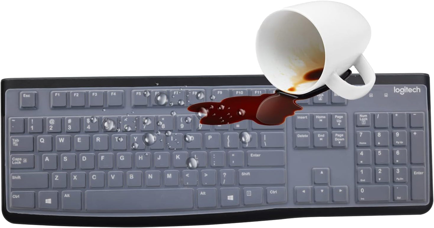 MUBUY Keyboard Cover Skin Protector for Logitech MK120 K120 Wired Keyboard, Keyboard Protective Skin US Layout (NOT Fit Other Model Keyboards)-Clear
