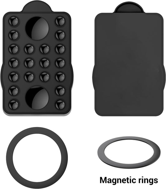 for Magnetic Silicone Suction Phone&Case Adhesive Mount - iPhone & Android,Hands-Free, Strong Grip Holder for Selfies & Tiktok Videos-2.35″x3.55″,Black